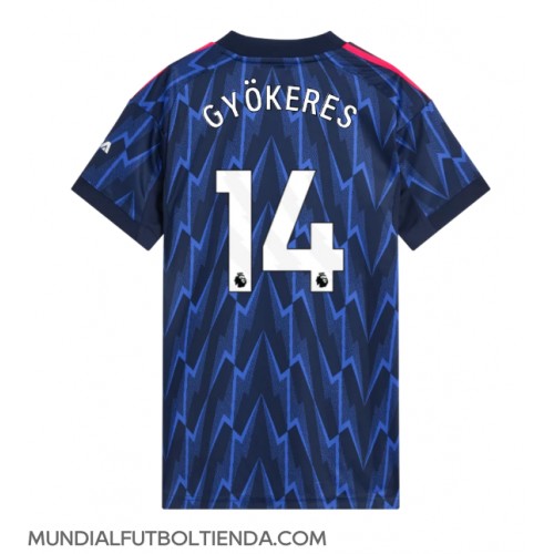 Camiseta Arsenal Viktor Gyokeres #14 Segunda Equipación Replica 2025-26 para mujer mangas cortas Camiseta Arsenal Viktor Gyokeres #14 Segunda Equipación Replica 2025-26 para mujer mangas cortas